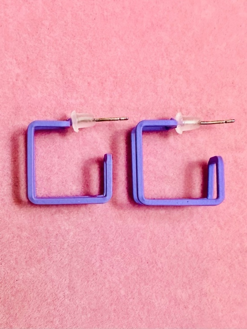 Retro Purple Geometric Square Hoop Earrings